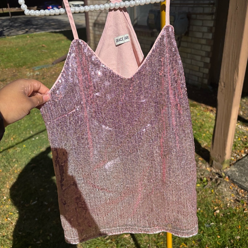 Bling Pink Strap Top